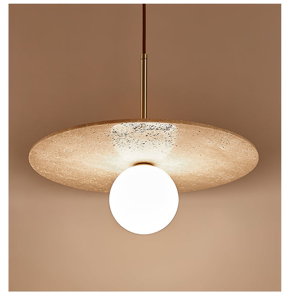 yellow travertine gold pendant light