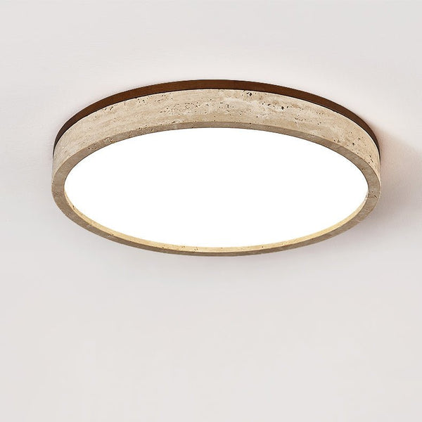 yellow travertine halo round led flush mount ceiling light