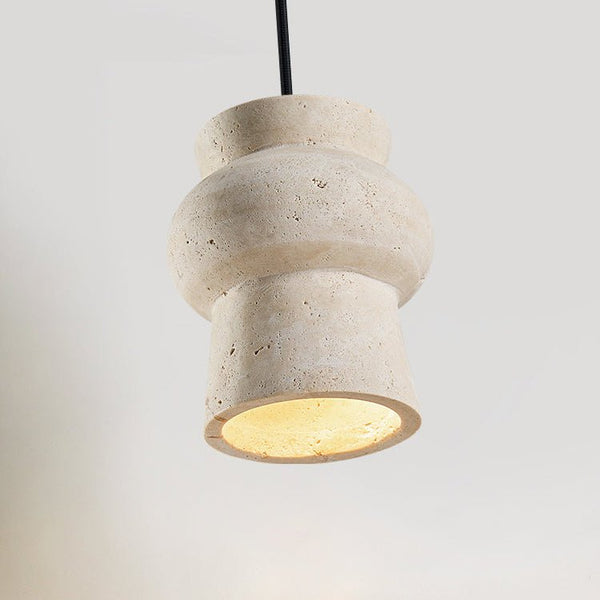 yellow travertine hourglass pendant light