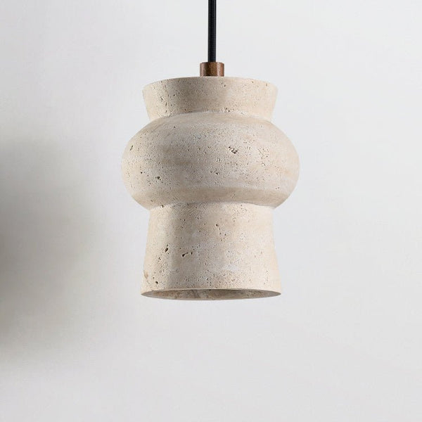 yellow travertine hourglass pendant light