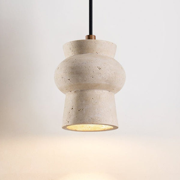 yellow travertine hourglass pendant light