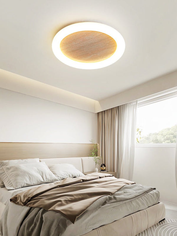 yellow travertine led halo flush mount ceiling light