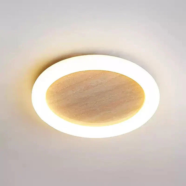 yellow travertine led halo flush mount ceiling light