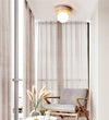 yellow travertine opal glass globe flush mount ceiling light