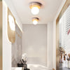 yellow travertine opal glass globe flush mount ceiling light