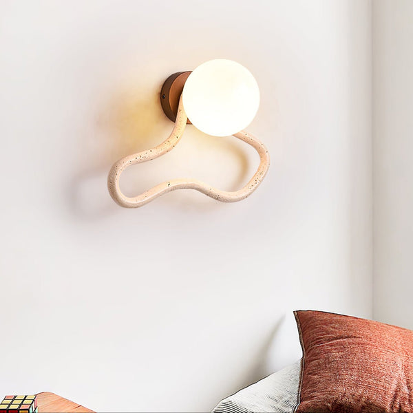 yellow travertine opal glass globe wall sconce 2