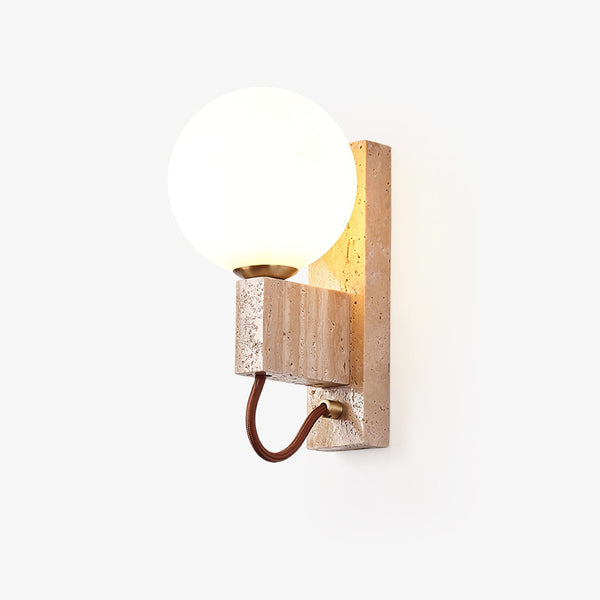 yellow travertine opal glass globe wall sconce 4