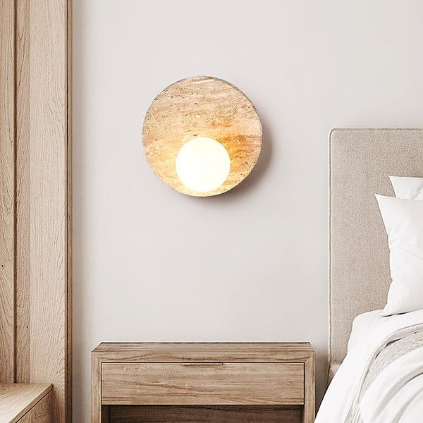 yellow travertine opal glass globe wall sconce 5