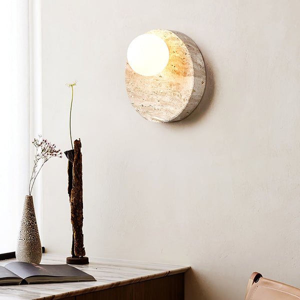yellow travertine opal glass globe wall sconce 5