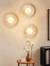 yellow travertine opal glass globe wall sconce 8