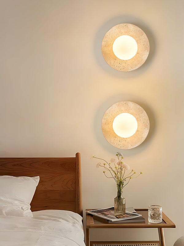 yellow travertine opal glass globe wall sconce 8