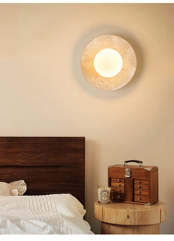 yellow travertine opal glass globe wall sconce 8