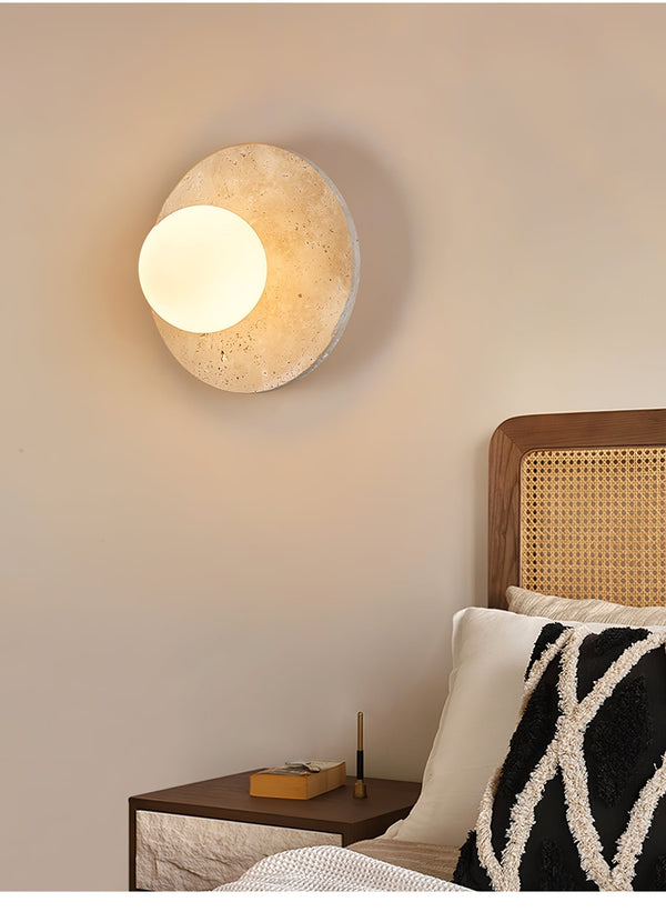 yellow travertine opal glass globe wall sconce 8