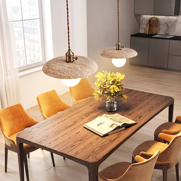 yellow travertine opal glass pendant light