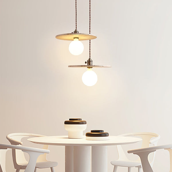 yellow travertine opal glass pendant light