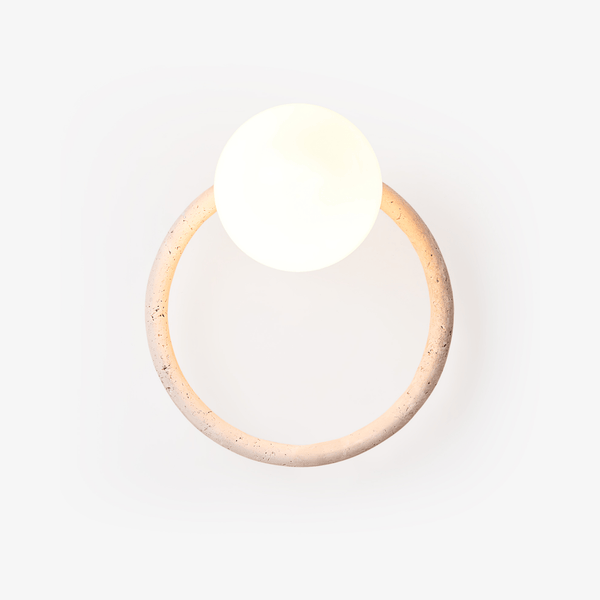 yellow travertine opaline glass globe wall sconce