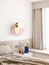 yellow travertine opaline glass globe wall sconce