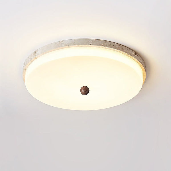 yellow travertine orb flush mount ceiling light