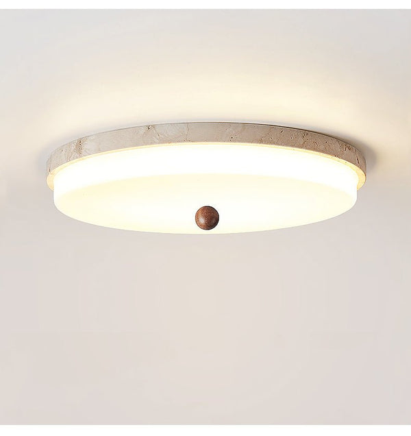 yellow travertine orb flush mount ceiling light
