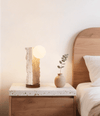yellow travertine orb table lamp