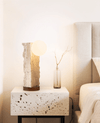 yellow travertine orb table lamp