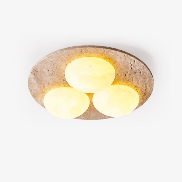 yellow travertine oval flush mount ceiling light