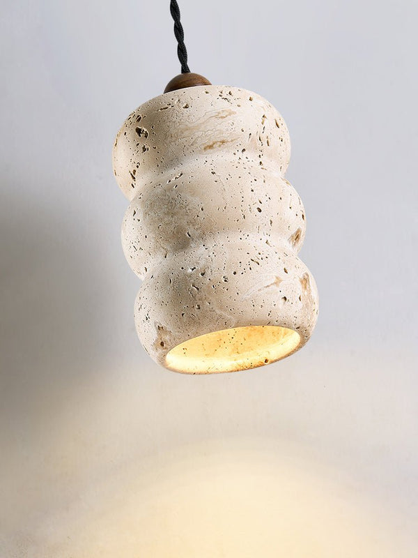 yellow travertine pebble pendant light