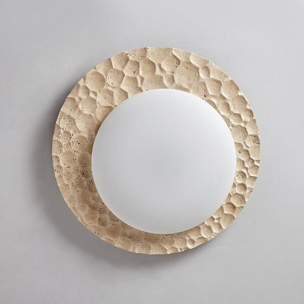 yellow travertine pebbled flush mount ceiling light
