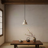 yellow travertine ribbed dome pendant light