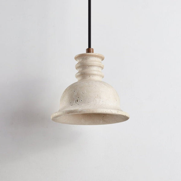 yellow travertine ribbed dome pendant light