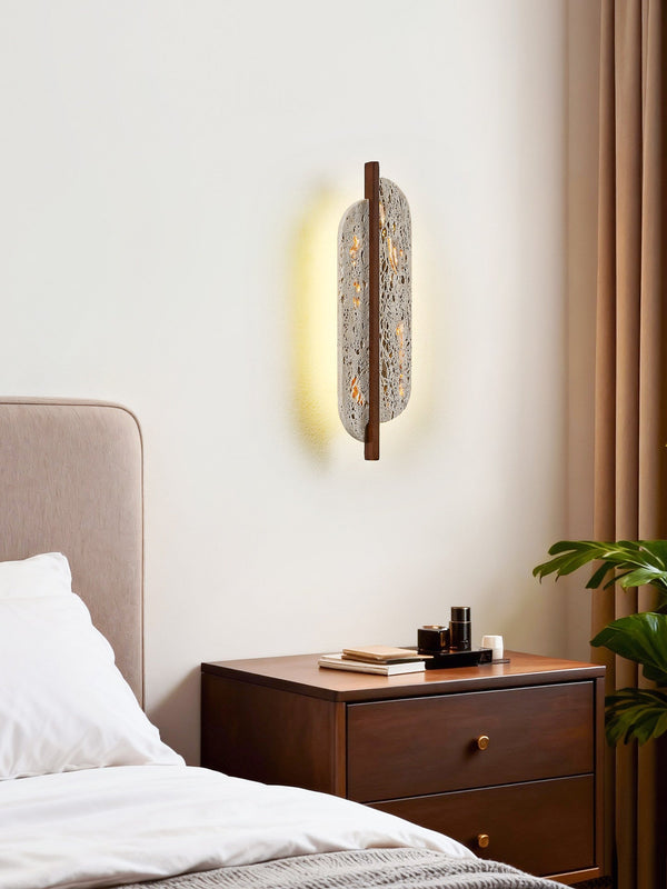 yellow travertine rusted metal wall sconce