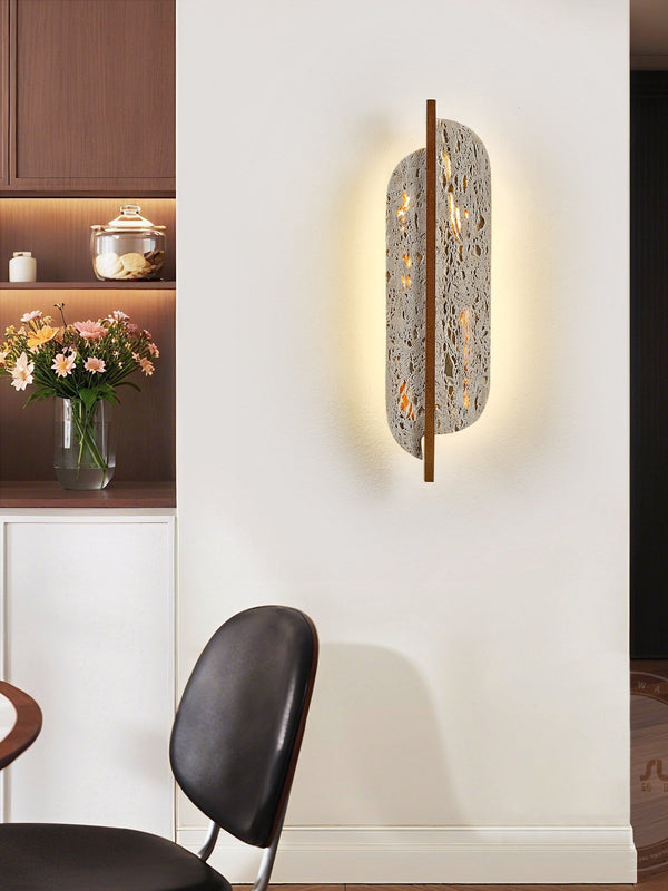 yellow travertine rusted metal wall sconce