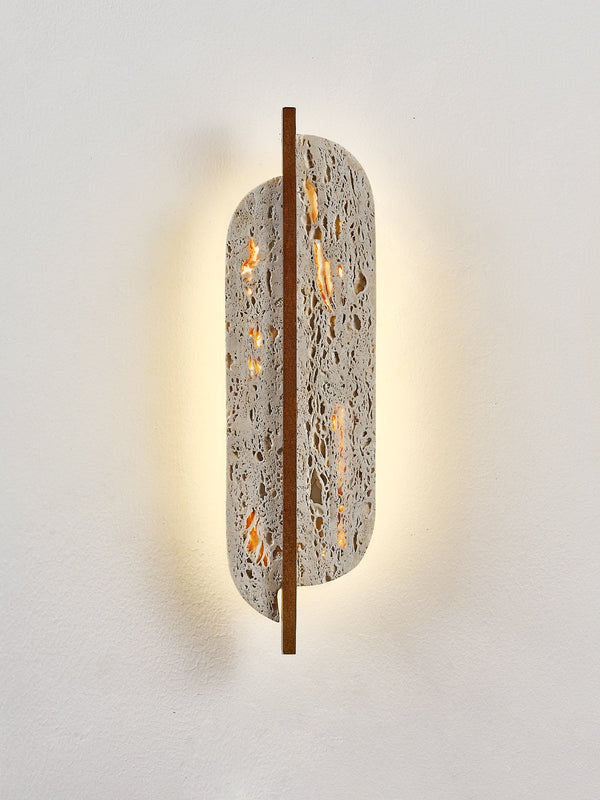 yellow travertine rusted metal wall sconce