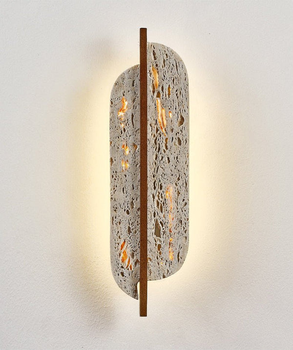yellow travertine rusted metal wall sconce