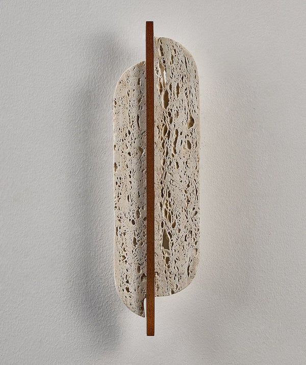 yellow travertine rusted metal wall sconce
