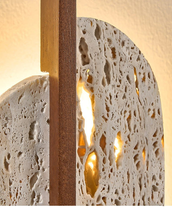 yellow travertine rusted metal wall sconce
