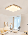 yellow travertine scallop flush mount ceiling light