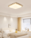 yellow travertine scallop flush mount ceiling light