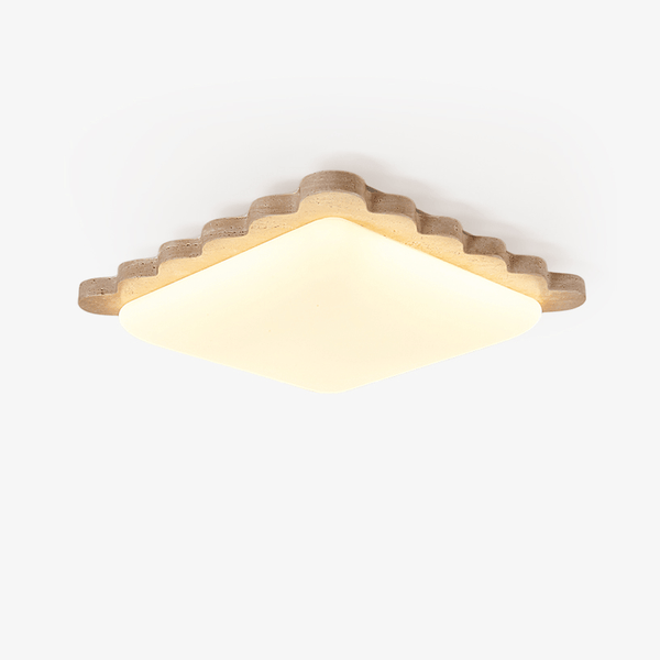 yellow travertine scallop flush mount ceiling light