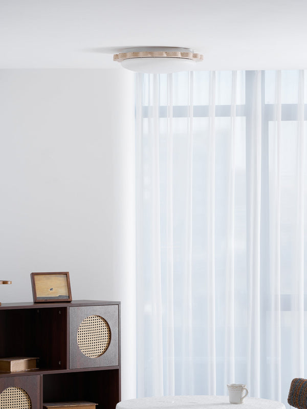 yellow travertine scallop flush mount ceiling light