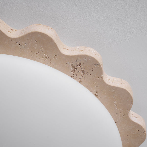 yellow travertine scallop flush mount ceiling light