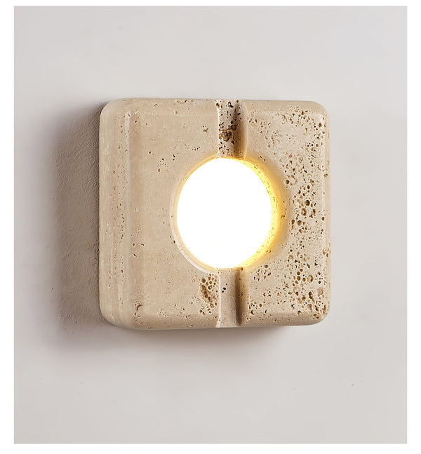 yellow travertine sculptural led wall sconce 2