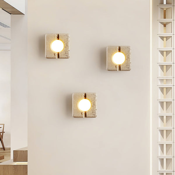 yellow travertine sculptural led wall sconce 2