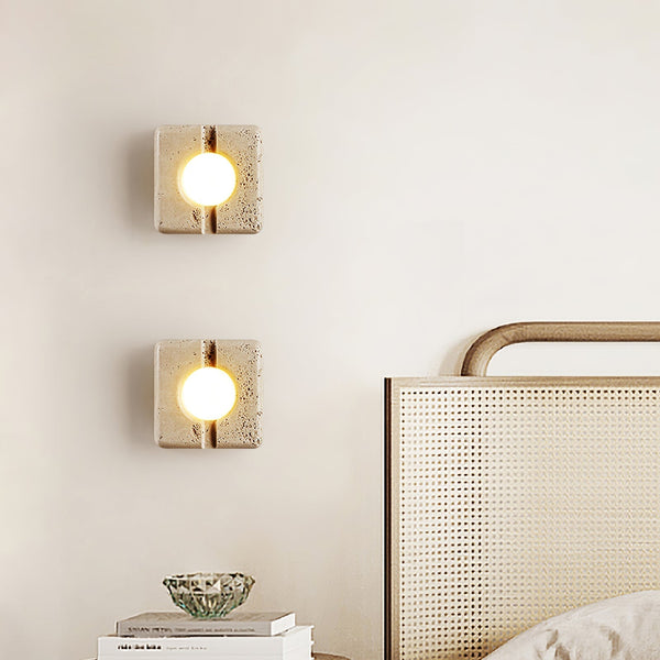 yellow travertine sculptural led wall sconce 2