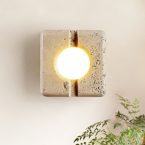 yellow travertine sculptural led wall sconce 2