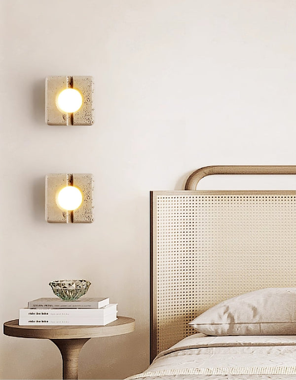 yellow travertine sculptural led wall sconce 2