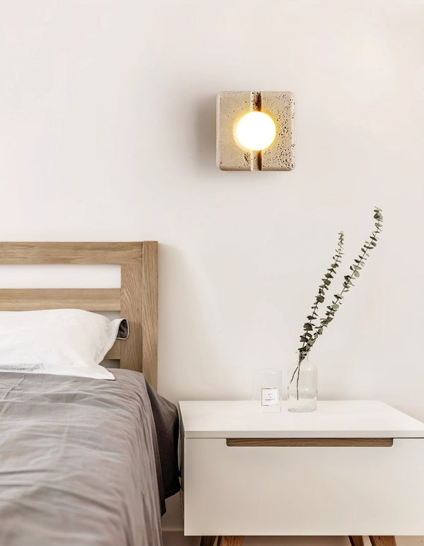 yellow travertine sculptural led wall sconce 2