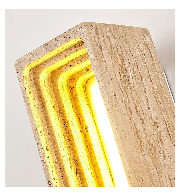 yellow travertine sculptural led wall sconce 3