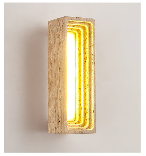yellow travertine sculptural led wall sconce 3