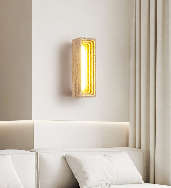 yellow travertine sculptural led wall sconce 3
